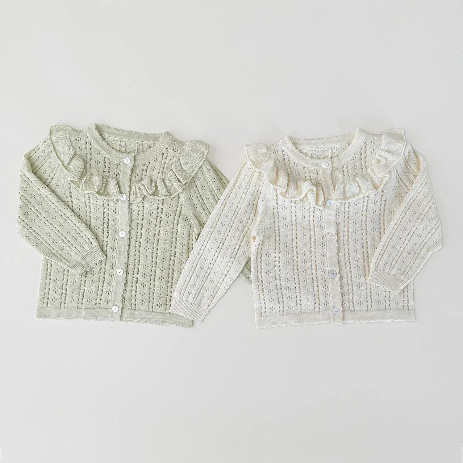 カーディガン・パーカー ベビーキッズカーディガン レースニットフリルお出かけカーディガン【mh0008928】