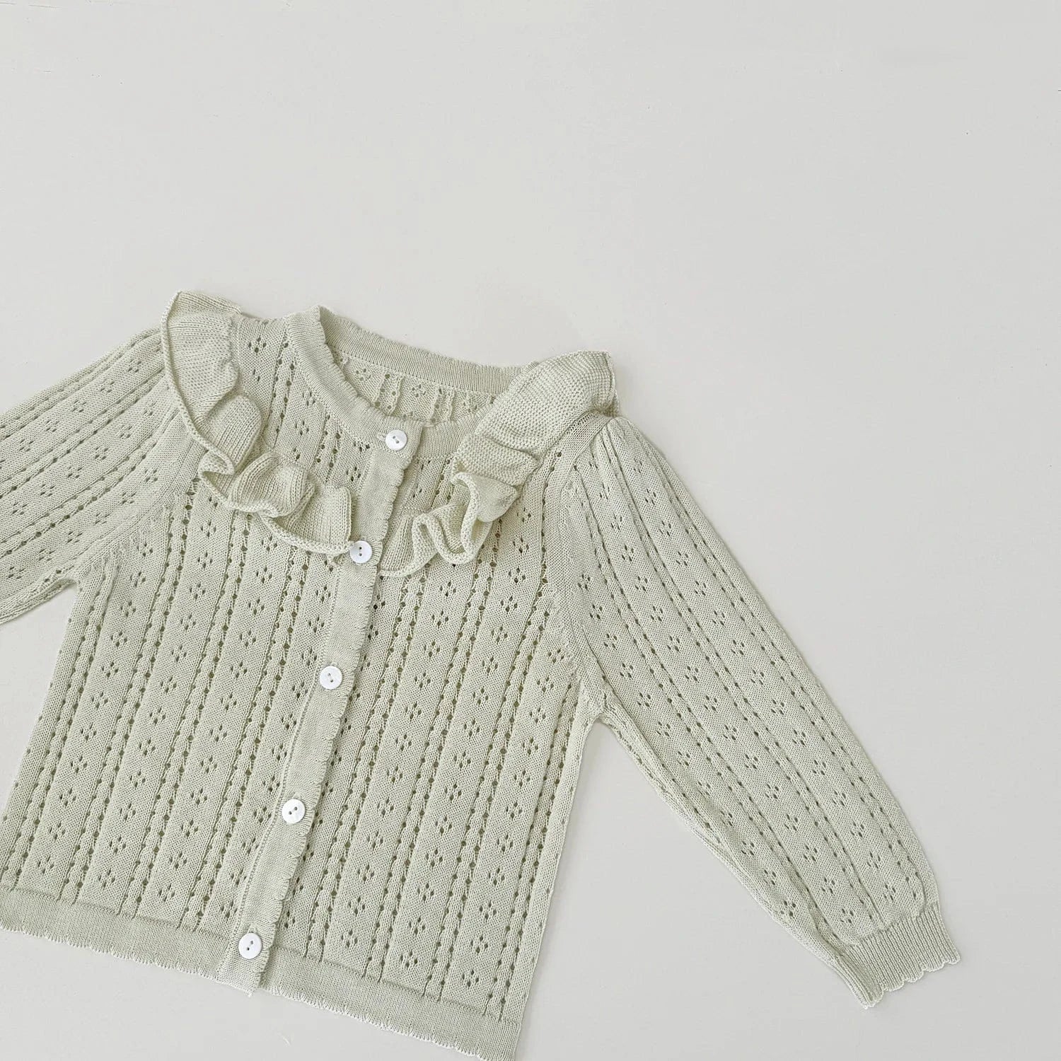 カーディガン・パーカー ベビーキッズカーディガン レースニットフリルお出かけカーディガン【mh0008928】