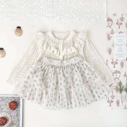 カーディガン・パーカー ベビーキッズカーディガン レースニットフリルお出かけカーディガン【mh0008928】