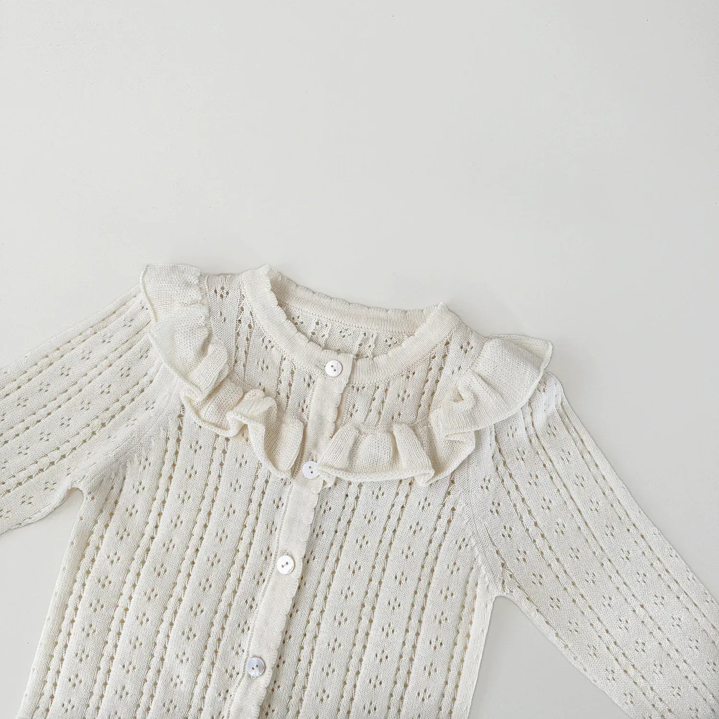 カーディガン・パーカー ベビーキッズカーディガン レースニットフリルお出かけカーディガン【mh0008928】