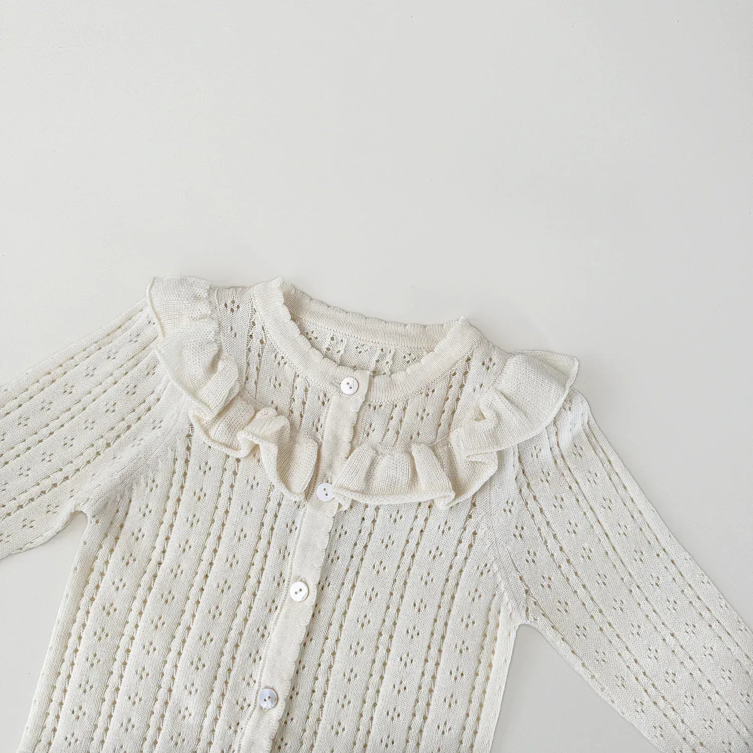 カーディガン・パーカー ベビーキッズカーディガン レースニットフリルお出かけカーディガン【mh0008928】