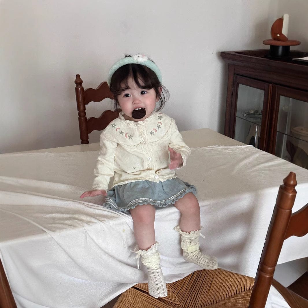 カーディガン・パーカー ベビーキッズカーディガン フラワー刺繍ニット長袖カーディガンジャケット【mh0009117】