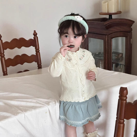 カーディガン・パーカー ベビーキッズカーディガン フラワー刺繍ニット長袖カーディガンジャケット【mh0009117】