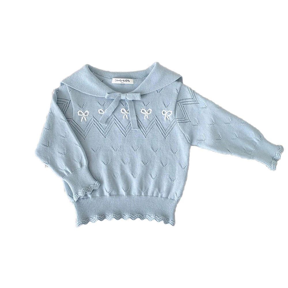 ニット・セーター ベビーキッズトップス リボン刺繍セーラーカラーニット長袖セータートップス【mh0009118】