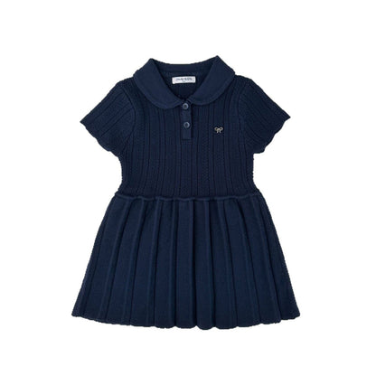 半袖ワンピース ベビーキッズワンピース レースニット半袖ポロシャツワンピース【mh0009120】