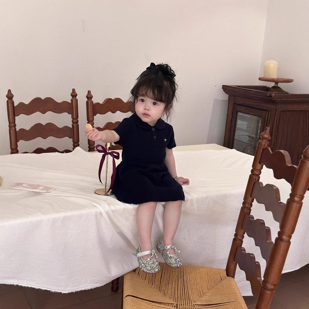 半袖ワンピース ベビーキッズワンピース レースニット半袖ポロシャツワンピース【mh0009120】