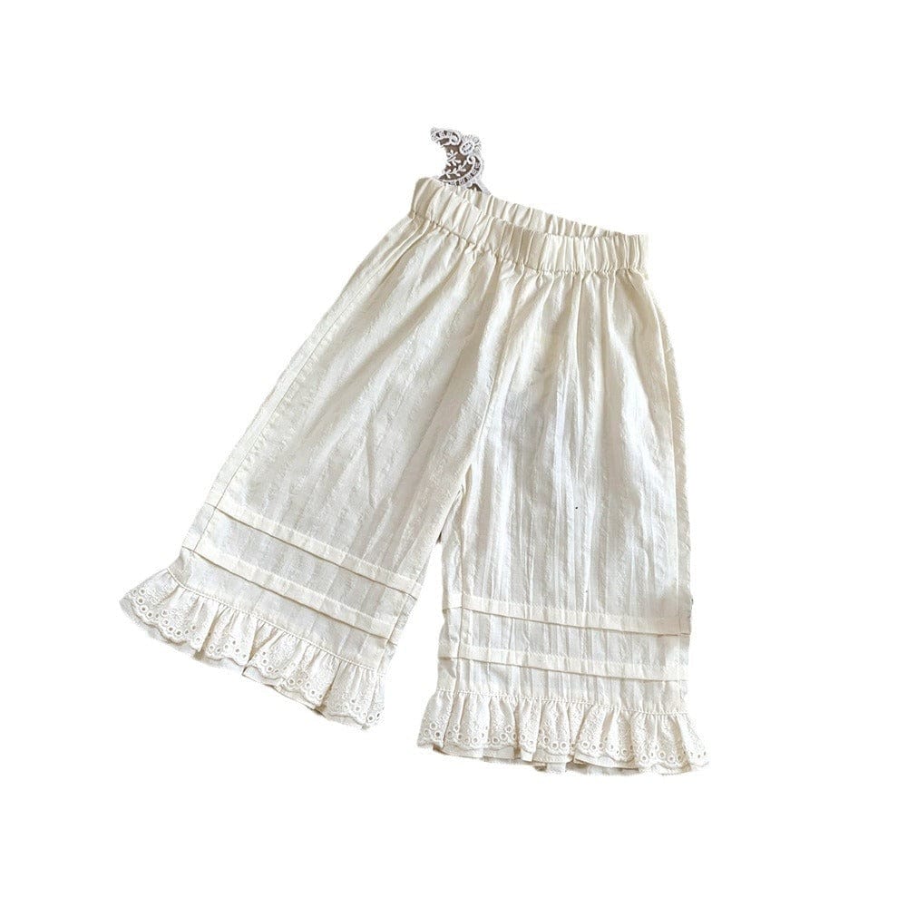 ロングパンツ・スウェットパンツ ベビーキッズパンツ フラワープリントレースフリルワイドルーズイージーパンツ【mh0009121】