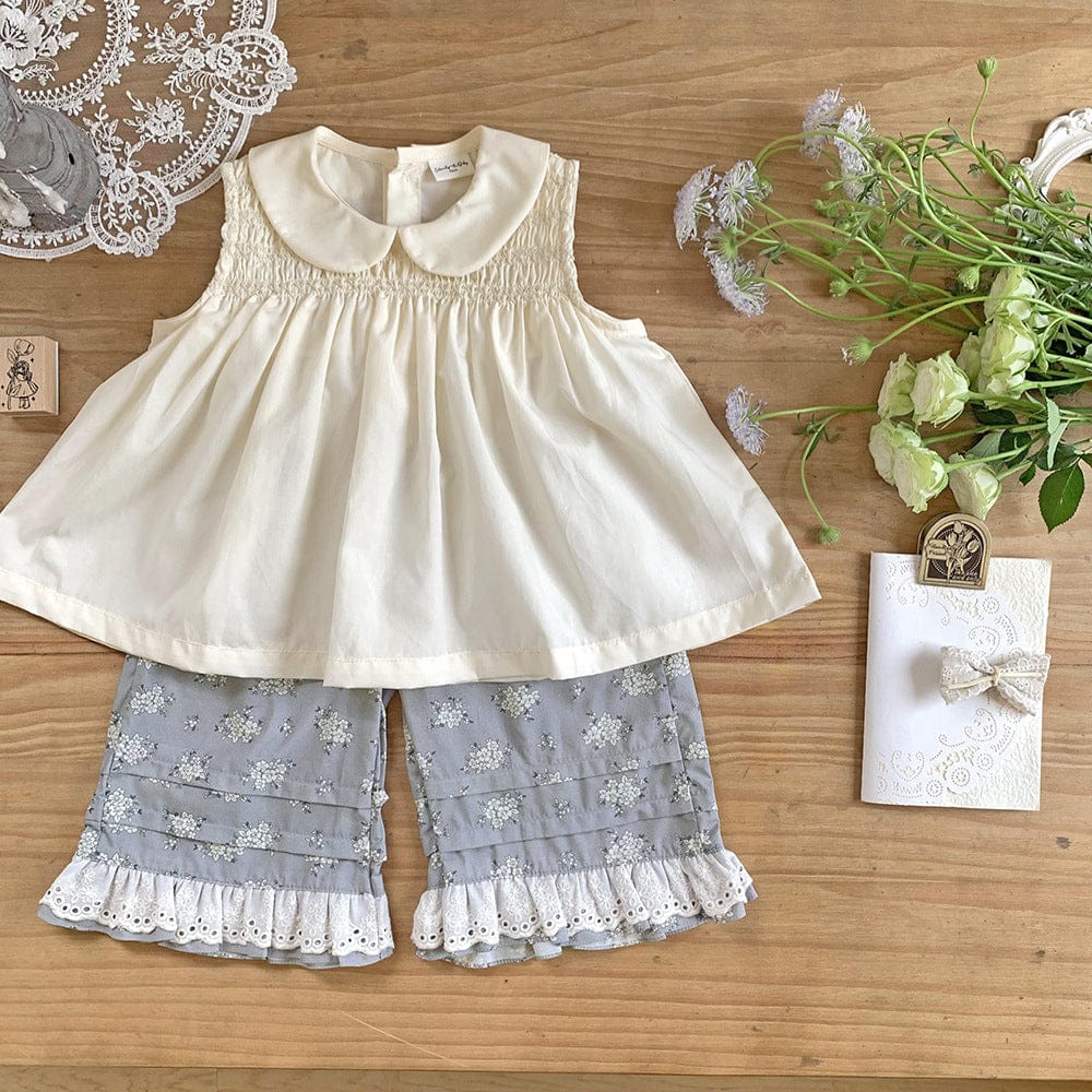 ロングパンツ・スウェットパンツ ベビーキッズパンツ フラワープリントレースフリルワイドルーズイージーパンツ【mh0009121】