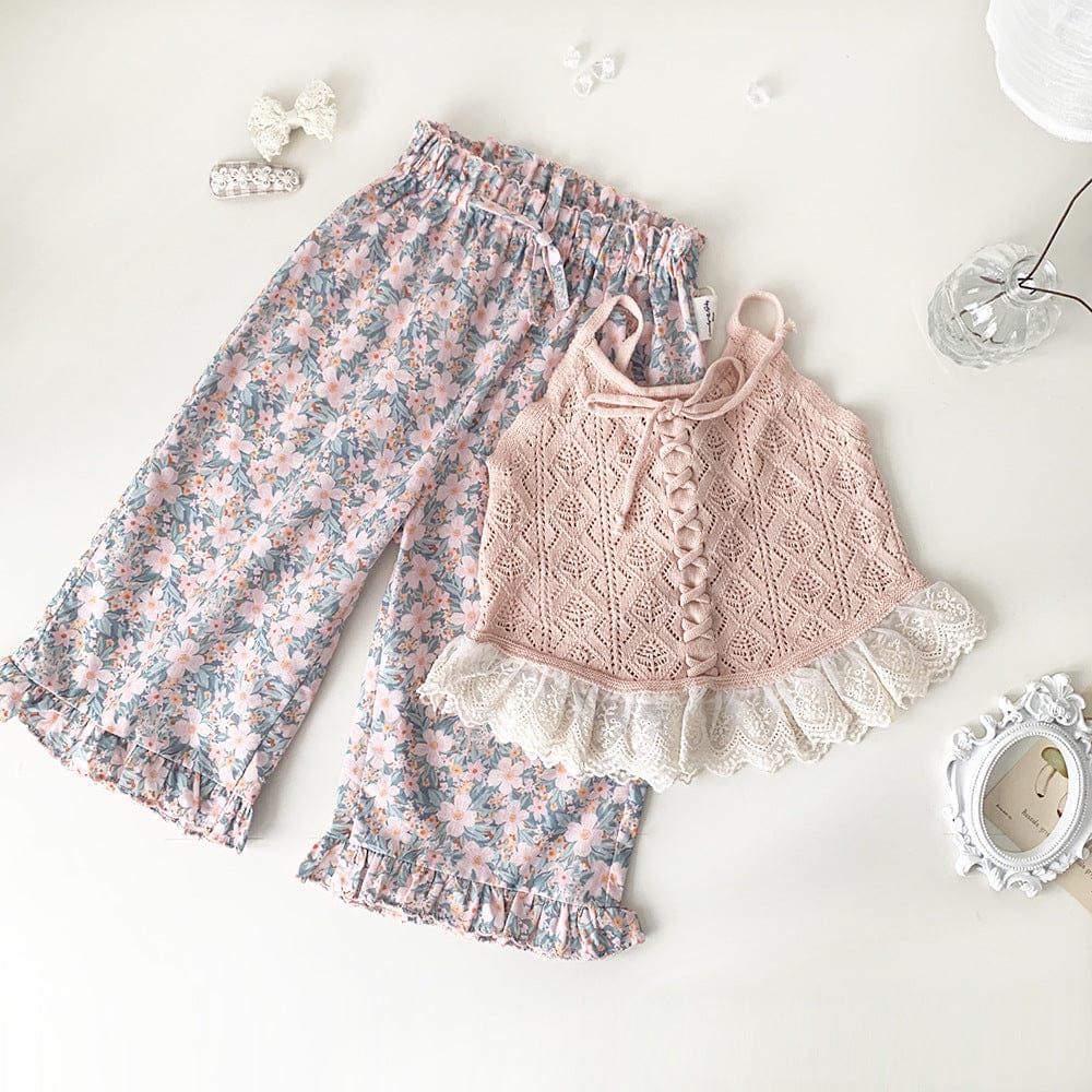 タンクトップ・キャミソール・ノースリーブトップス レースフリルニットキャミソールトップス【mh0009560】