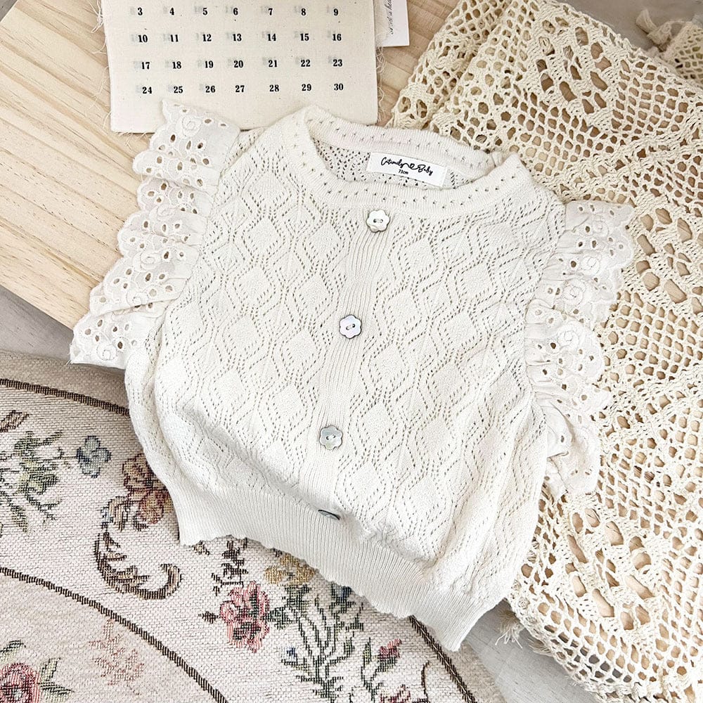 タンクトップ・キャミソール・ノースリーブトップス フリルレースニットブラウス【mh0009561】