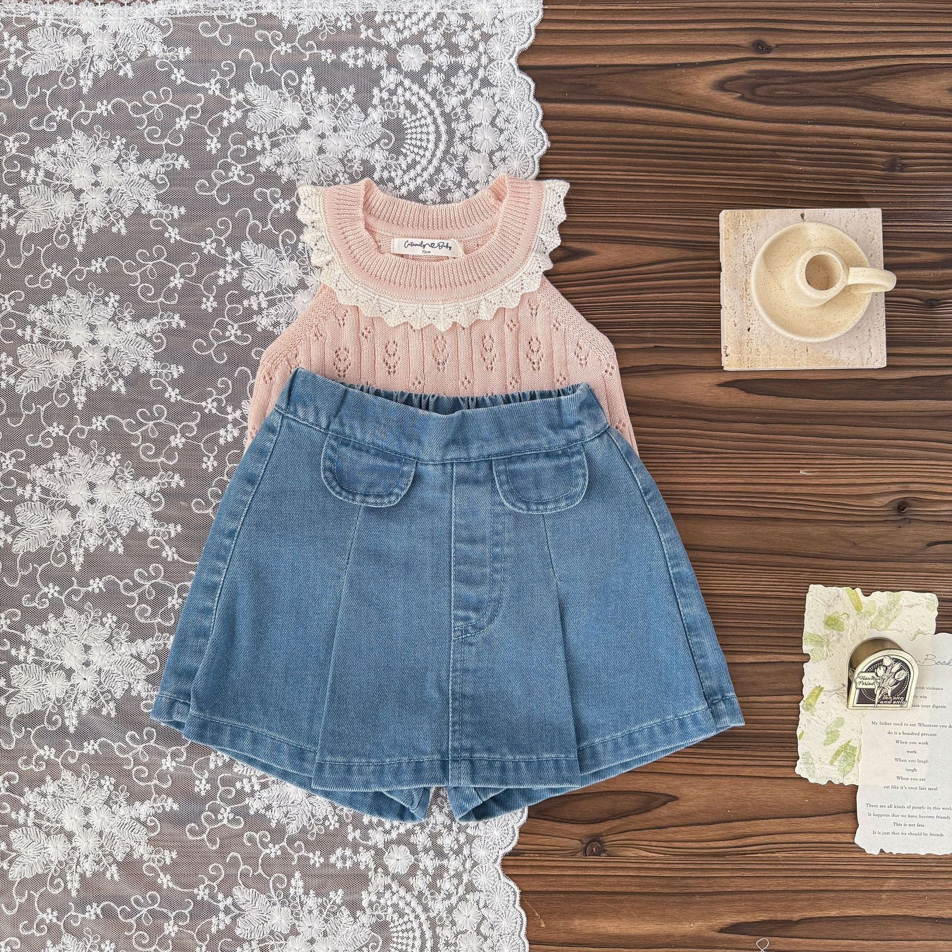 ハーフパンツ・ショートパンツ ソフトデニムフラップスカートショートパンツ【mh0009564】