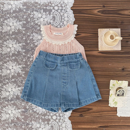 ハーフパンツ・ショートパンツ ソフトデニムフラップスカートショートパンツ【mh0009564】