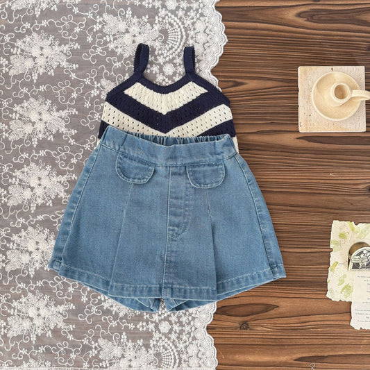 ハーフパンツ・ショートパンツ ソフトデニムフラップスカートショートパンツ【mh0009564】