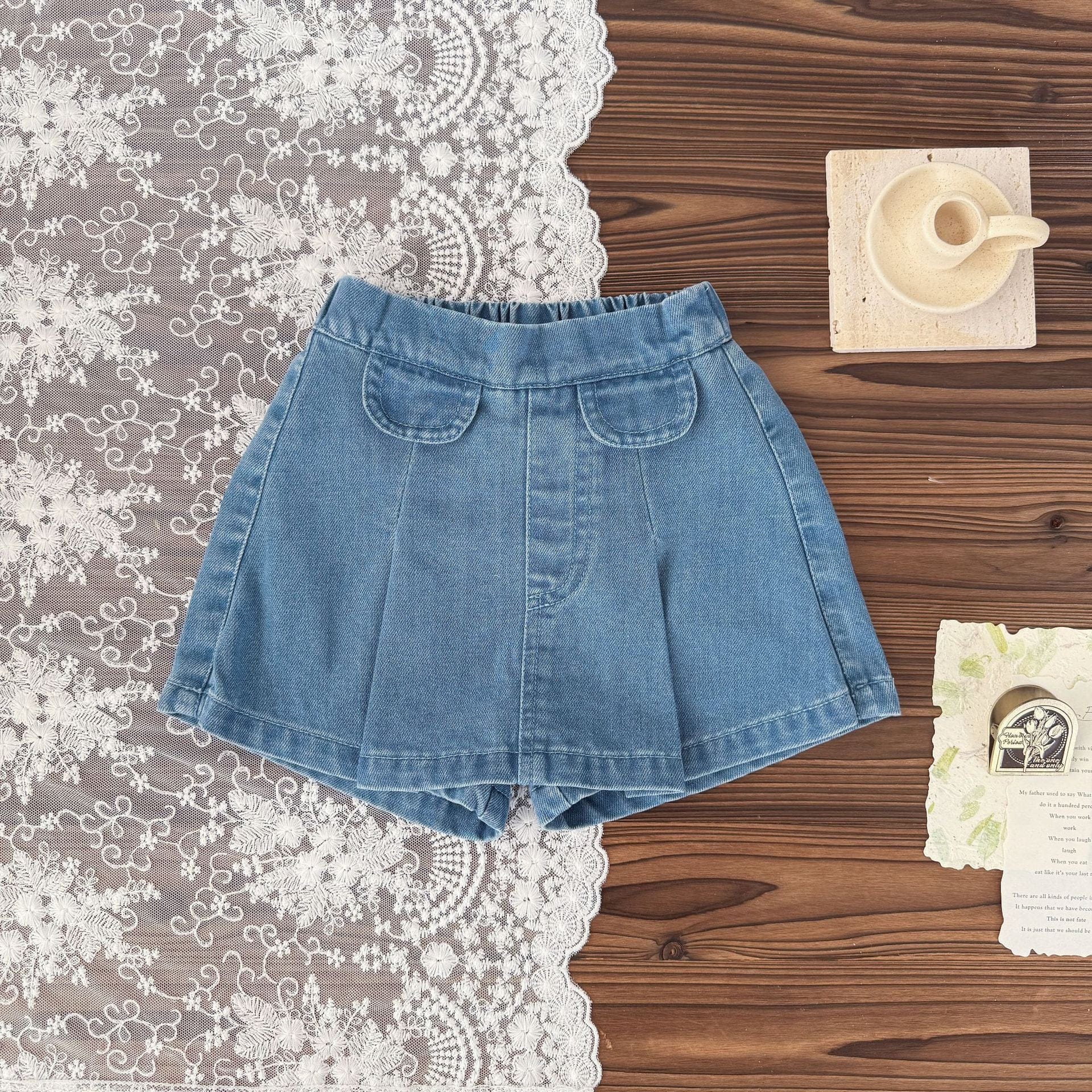 ハーフパンツ・ショートパンツ ソフトデニムフラップスカートショートパンツ【mh0009564】