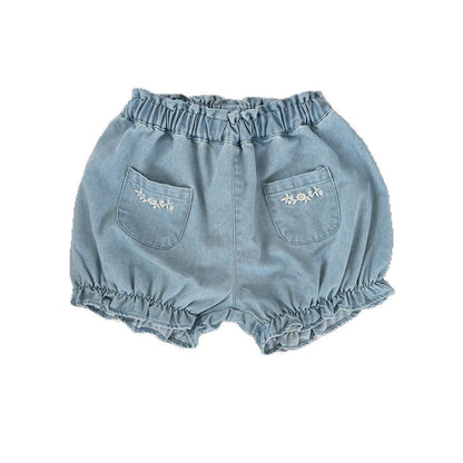 ハーフパンツ・ショートパンツ 刺繍デニムバルーンショートパンツ【mh0009565】