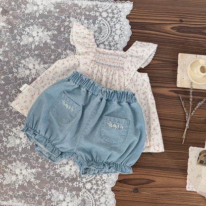 ハーフパンツ・ショートパンツ 刺繍デニムバルーンショートパンツ【mh0009565】