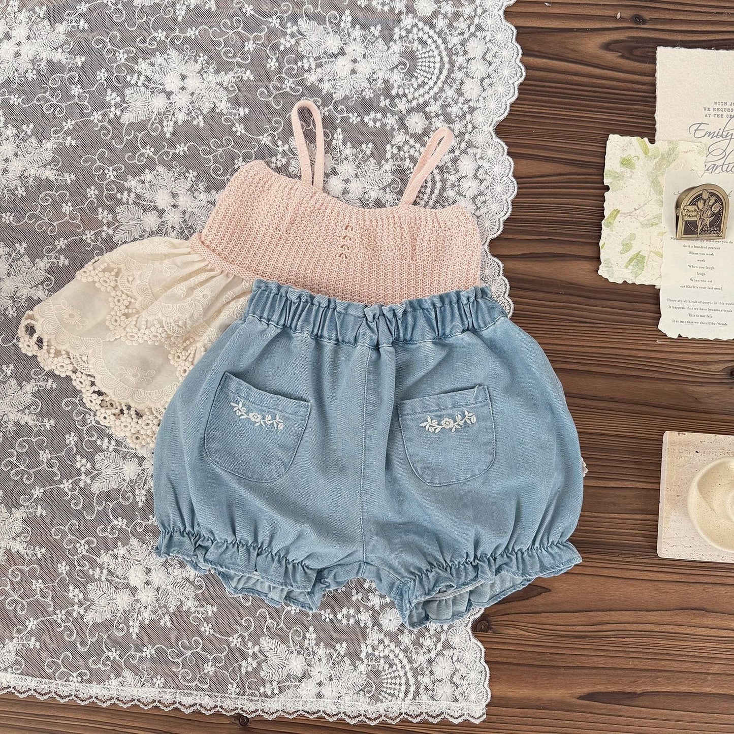 ハーフパンツ・ショートパンツ 刺繍デニムバルーンショートパンツ【mh0009565】