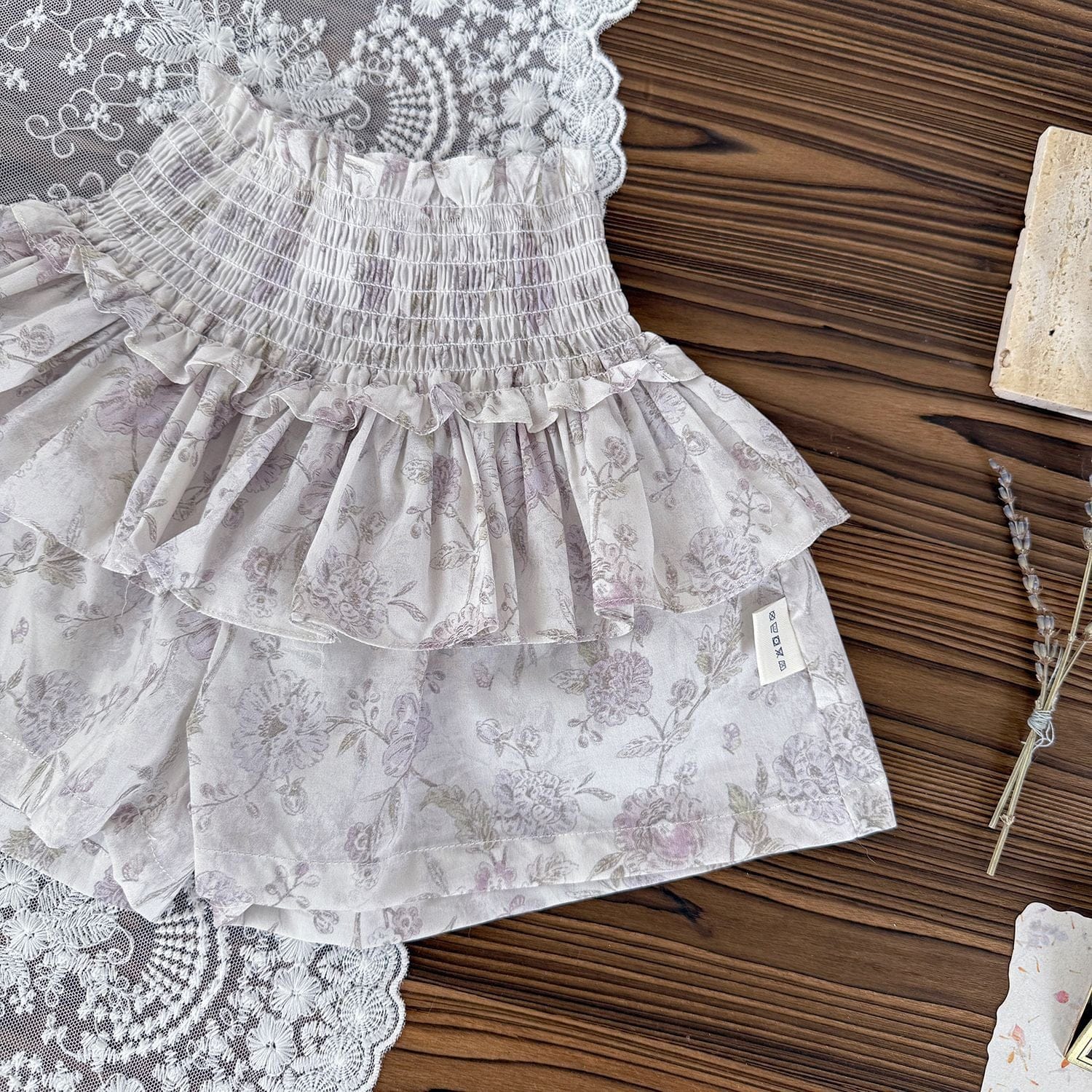 ハーフパンツ・ショートパンツ フラワープリントペプラムルーズショートパンツ【mh0009568】