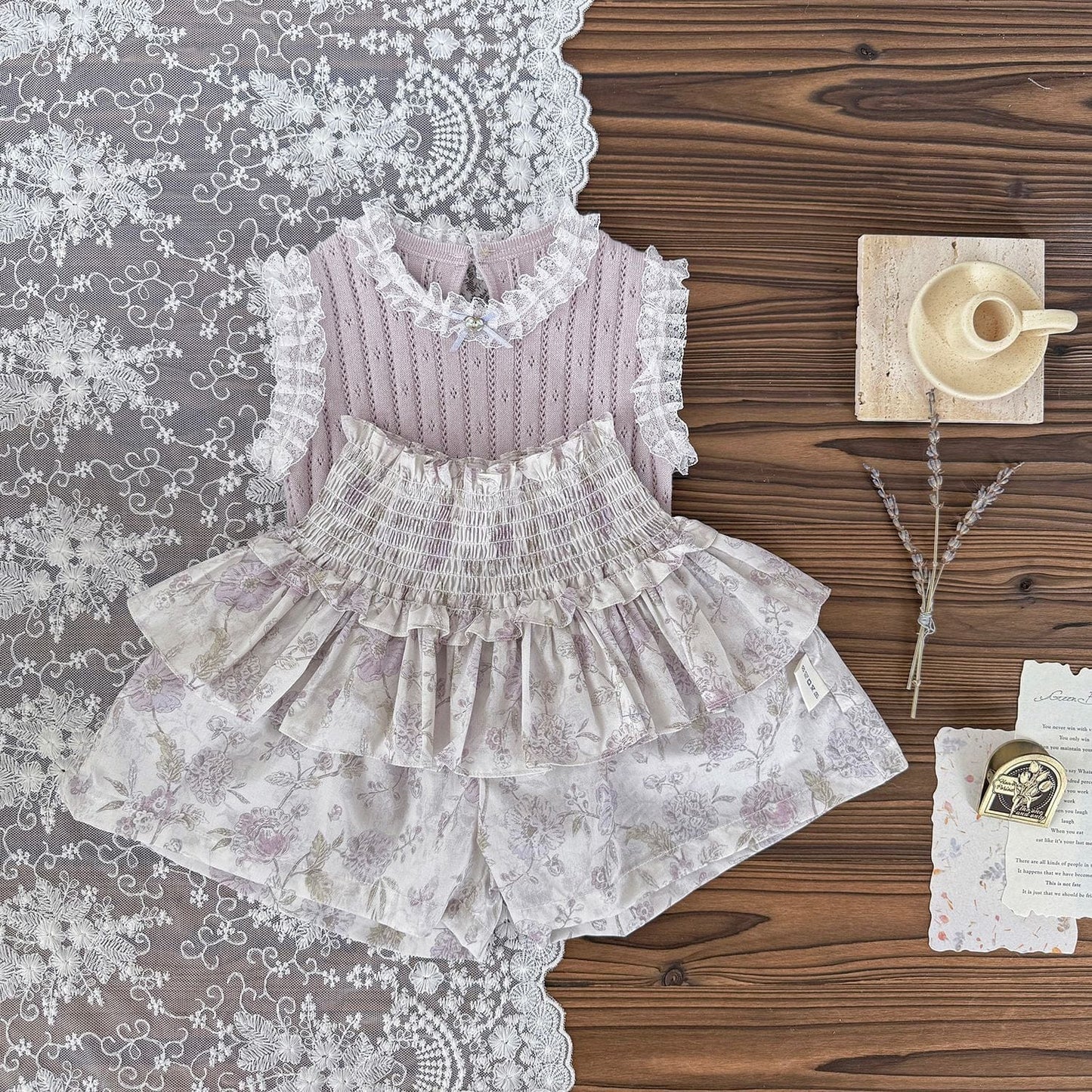 ハーフパンツ・ショートパンツ フラワープリントペプラムルーズショートパンツ【mh0009568】