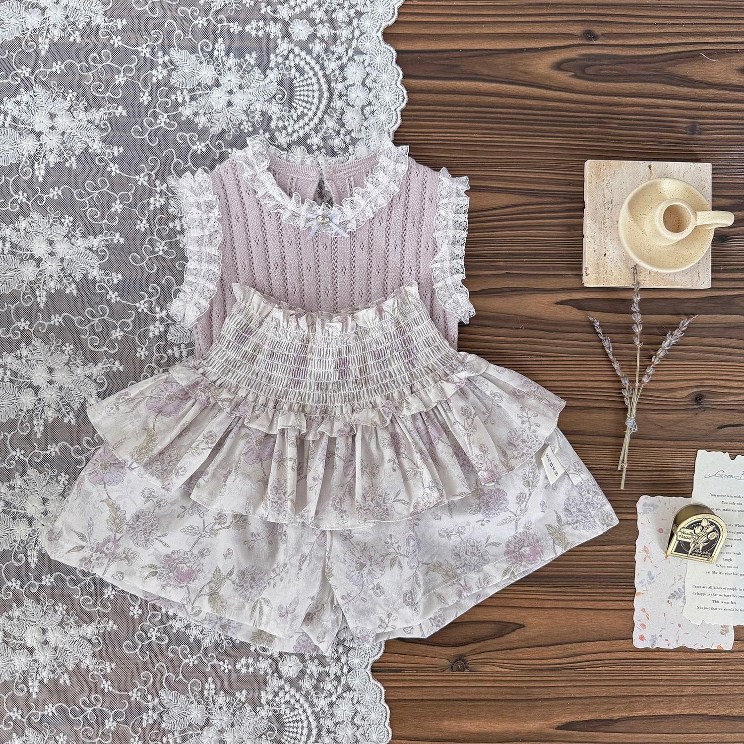 ハーフパンツ・ショートパンツ フラワープリントペプラムルーズショートパンツ【mh0009568】