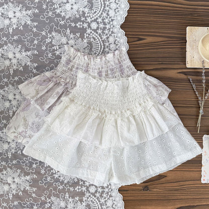 ハーフパンツ・ショートパンツ フラワープリントペプラムルーズショートパンツ【mh0009568】