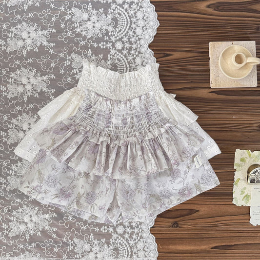 ハーフパンツ・ショートパンツ フラワープリントペプラムルーズショートパンツ【mh0009568】