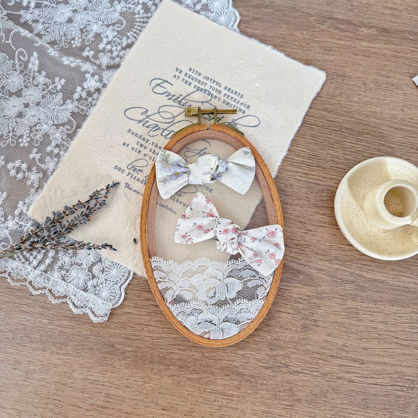 ヘアアクセサリー フラワープリントリボンヘアピン【mh0009569】