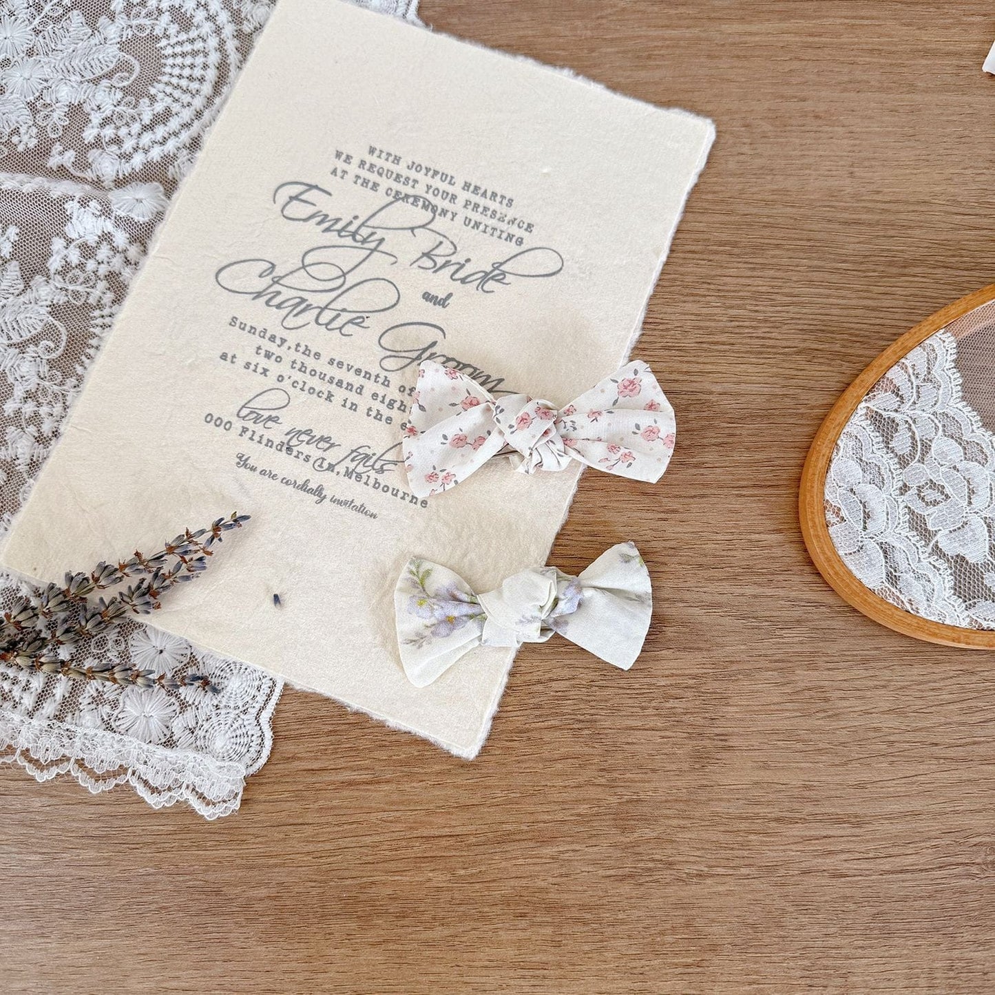 ヘアアクセサリー フラワープリントリボンヘアピン【mh0009569】