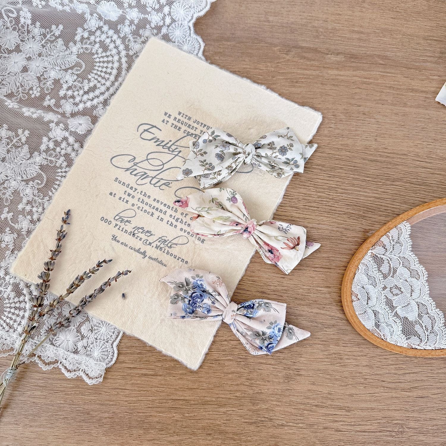 ヘアアクセサリー フラワープリントリボンヘアピン【mh0009569】