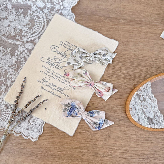 ヘアアクセサリー フラワープリントリボンヘアピン【mh0009569】