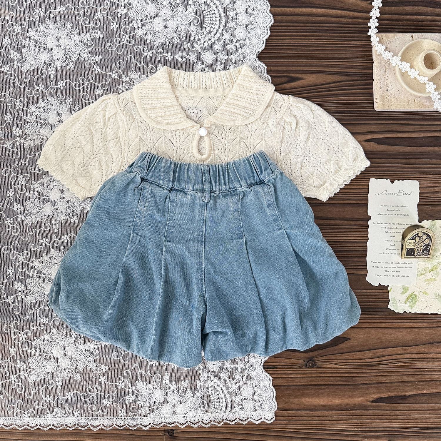 半袖シャツ・ブラウス レースニット半袖サマーセーター【mh0009570】