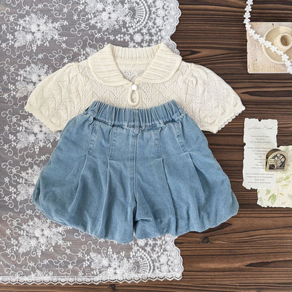 半袖シャツ・ブラウス レースニット半袖サマーセーター【mh0009570】