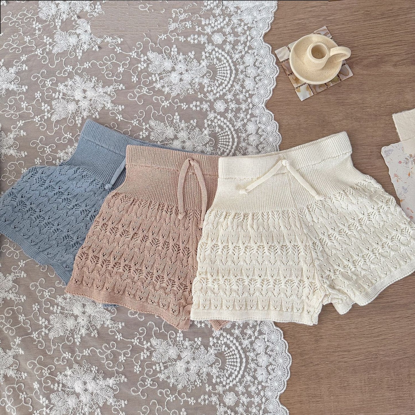 ハーフパンツ・ショートパンツ レースニットワイドルーズショートパンツ【mh0009571】