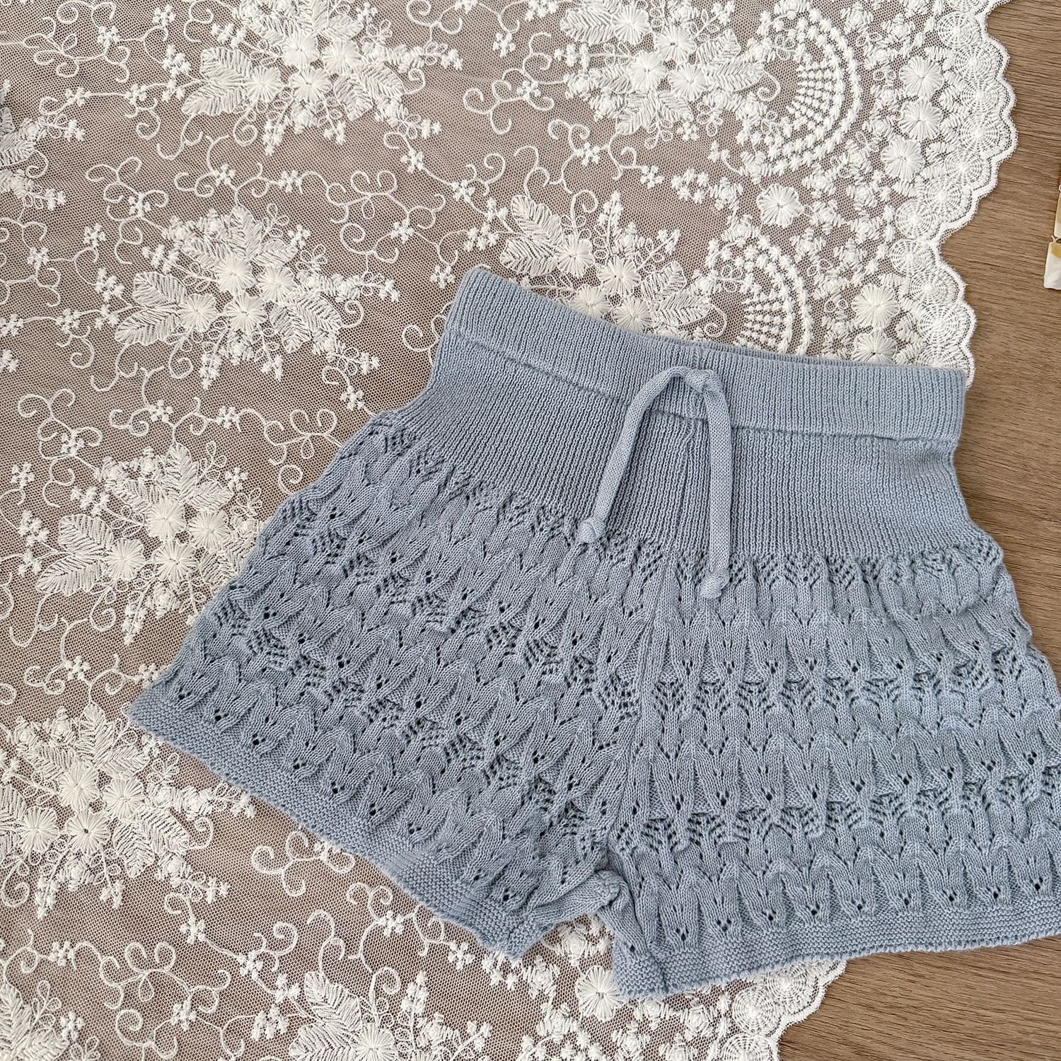 ハーフパンツ・ショートパンツ レースニットワイドルーズショートパンツ【mh0009571】