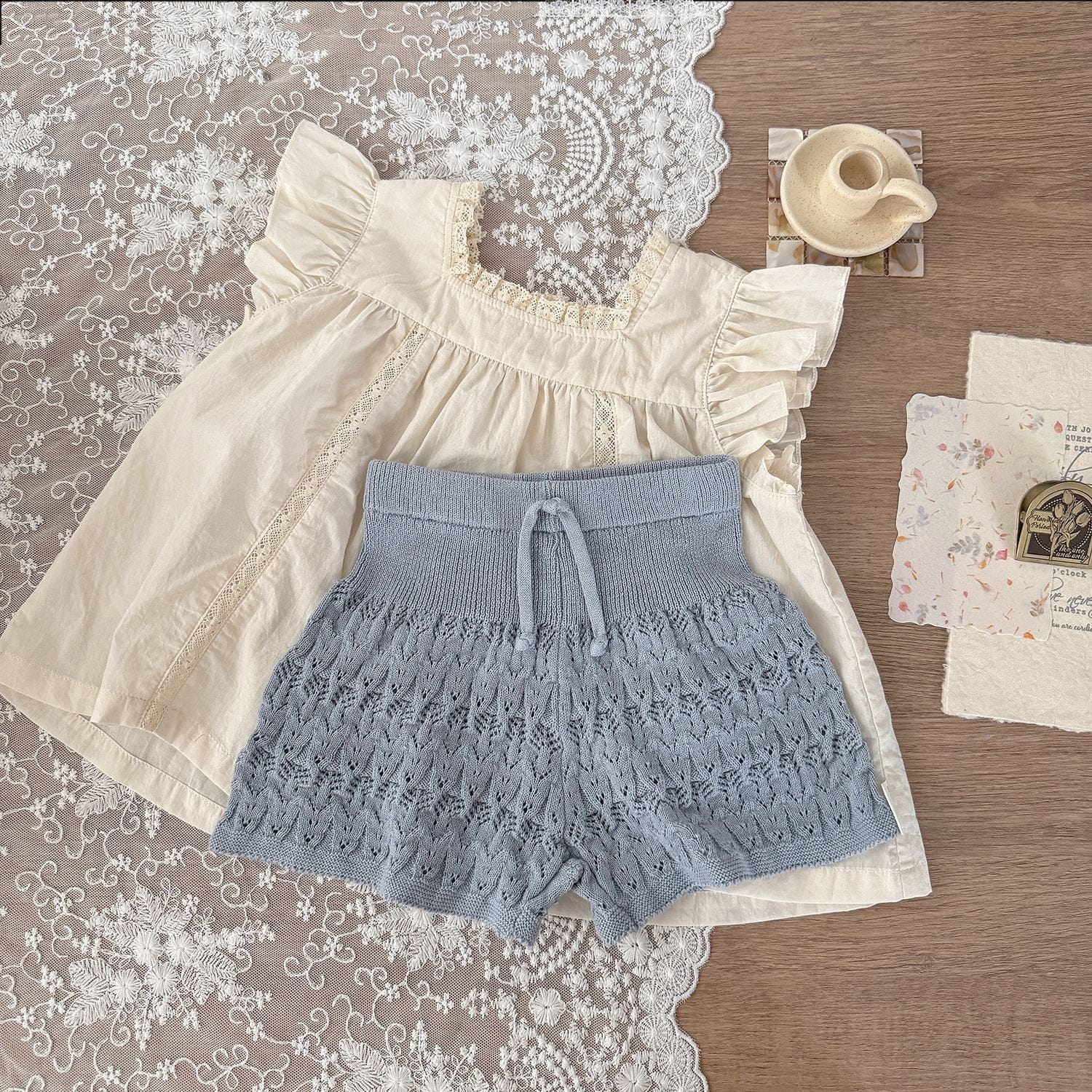 ハーフパンツ・ショートパンツ レースニットワイドルーズショートパンツ【mh0009571】