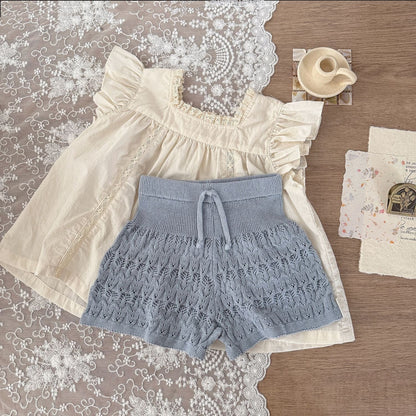 ハーフパンツ・ショートパンツ レースニットワイドルーズショートパンツ【mh0009571】