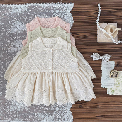 タンクトップ・キャミソール・ノースリーブトップス ペプラムレースノースリーブ襟付きトップス【mh0009572】