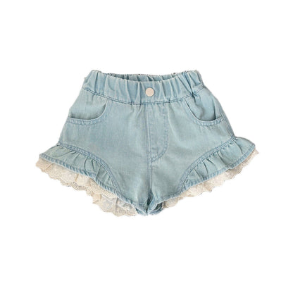 ハーフパンツ・ショートパンツ レースフリルデニムショートパンツ【mh0009787】