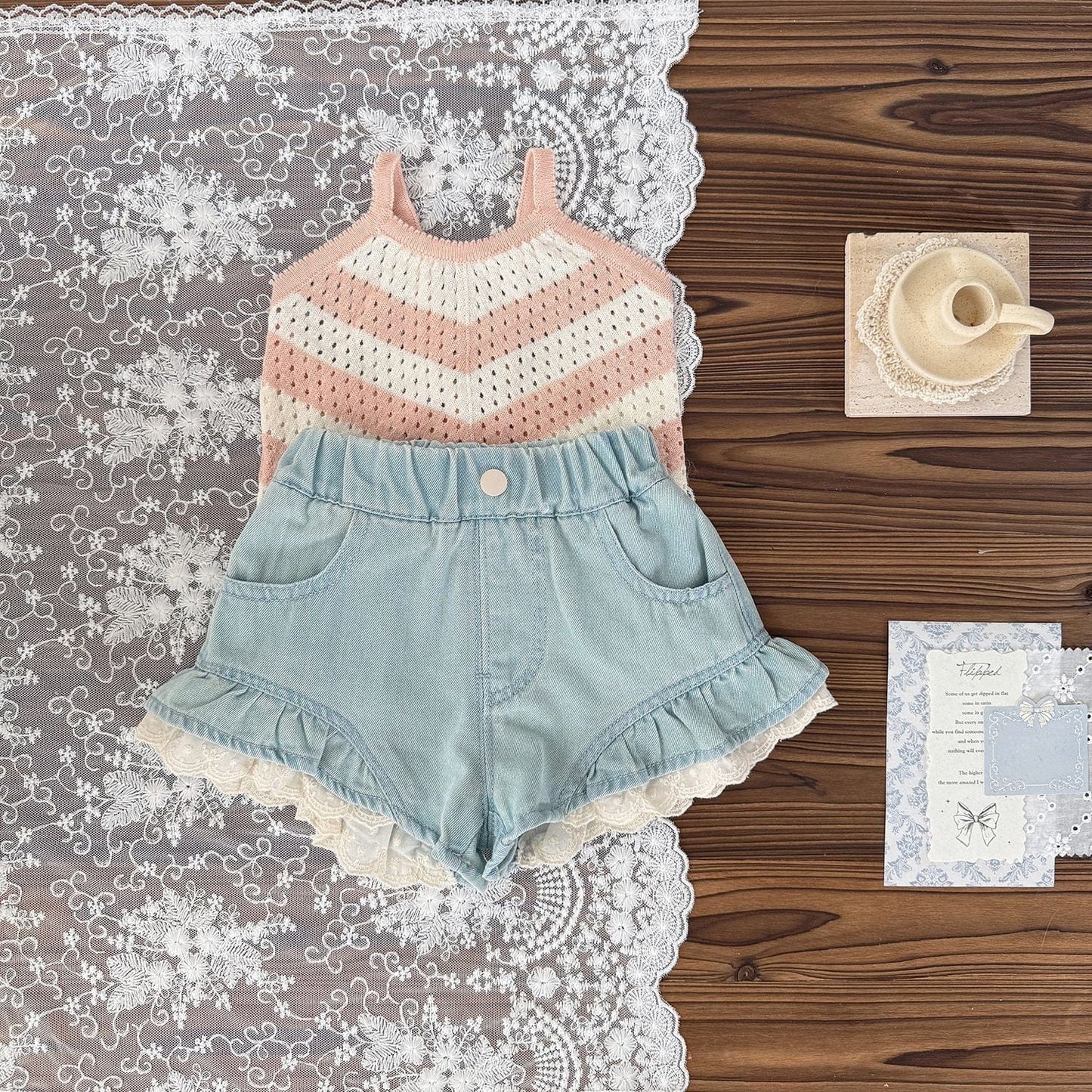 ハーフパンツ・ショートパンツ レースフリルデニムショートパンツ【mh0009787】