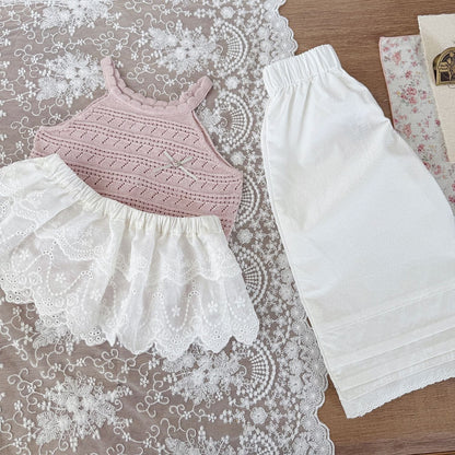 タンクトップ・キャミソール・ノースリーブトップス レースニットキャミソールタンクトップス【mh0009791】