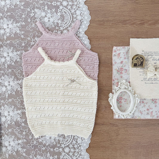 タンクトップ・キャミソール・ノースリーブトップス レースニットキャミソールタンクトップス【mh0009791】