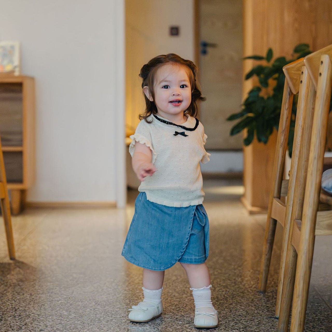 半袖シャツ・ブラウス レースニット襟付きフリルスリーブベストトップス【mh0009794】