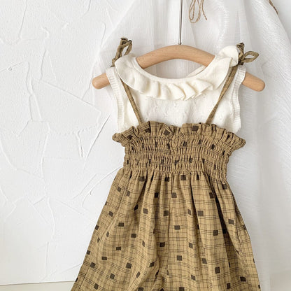 タンクトップ・キャミソール・ノースリーブトップス ラッフルフリル襟バックオープンノースリーブニットトップス【mh0009796】