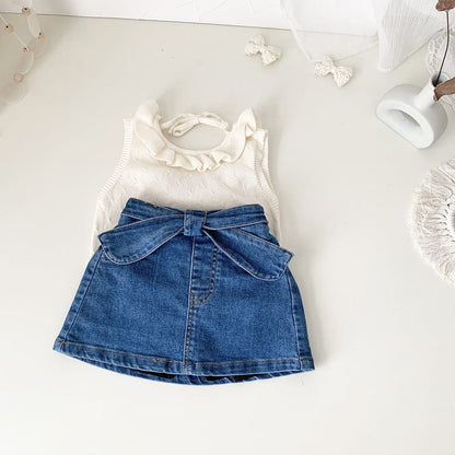 タンクトップ・キャミソール・ノースリーブトップス ラッフルフリル襟バックオープンノースリーブニットトップス【mh0009796】