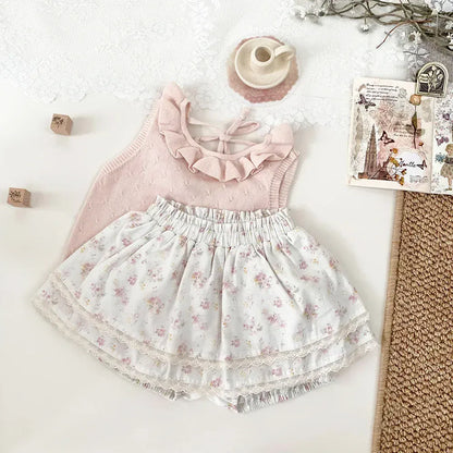 タンクトップ・キャミソール・ノースリーブトップス ラッフルフリル襟バックオープンノースリーブニットトップス【mh0009797】