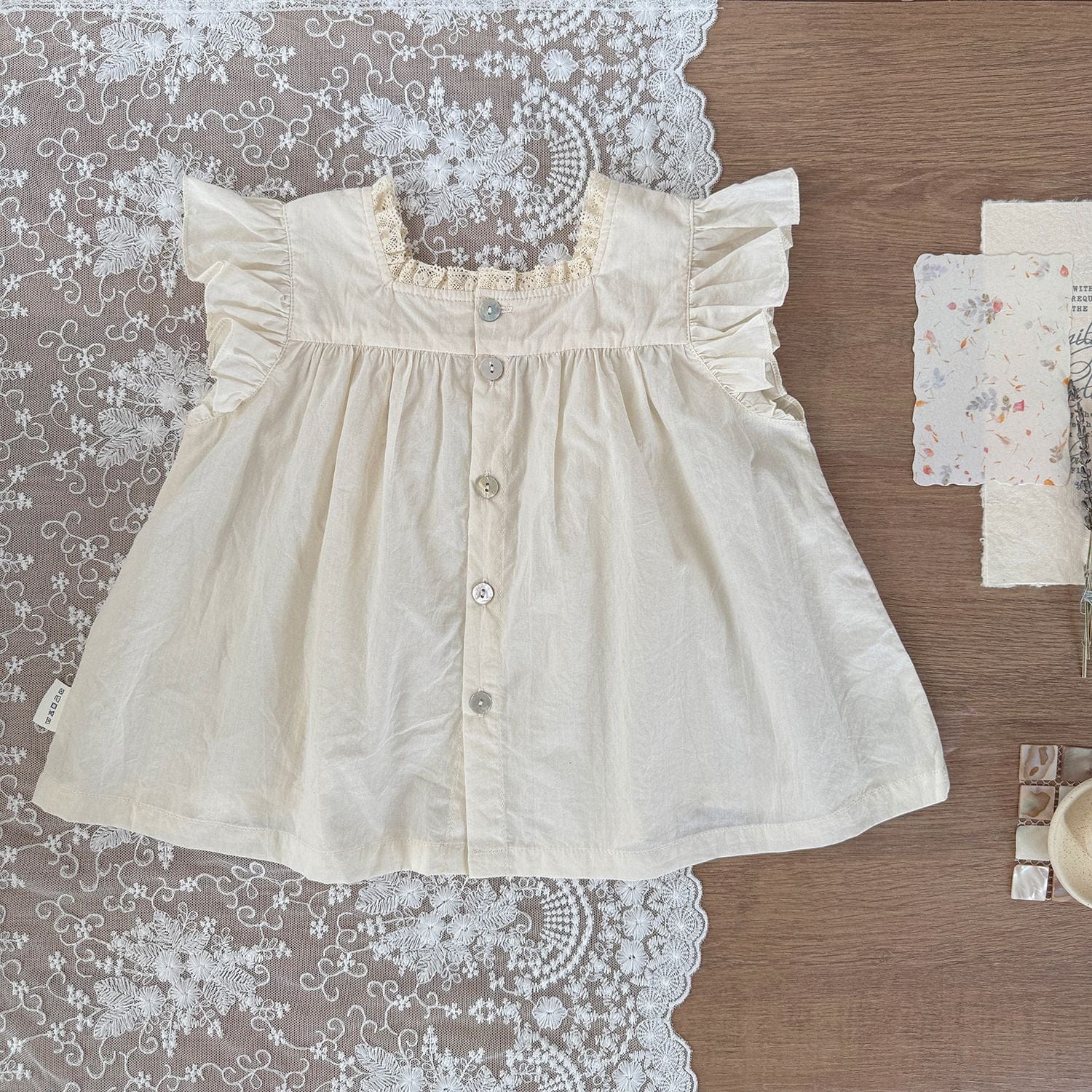 タンクトップ・キャミソール・ノースリーブトップス フラワープリントショルダーフリルブラウス【mh0010421】