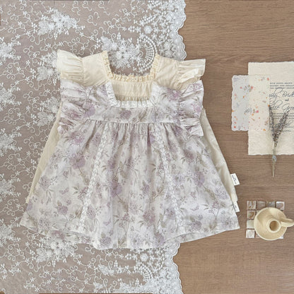 タンクトップ・キャミソール・ノースリーブトップス フラワープリントショルダーフリルブラウス【mh0010421】