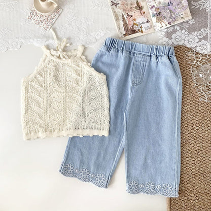 タンクトップ・キャミソール・ノースリーブトップス レースニットガーリータンクトップ【mh0010422】