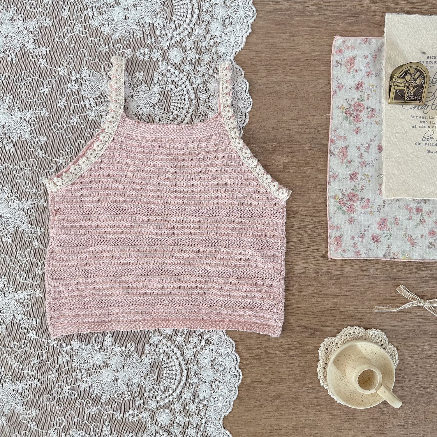 タンクトップ・キャミソール・ノースリーブトップス フラワー刺繍キャミソールトップス【mh0010423】