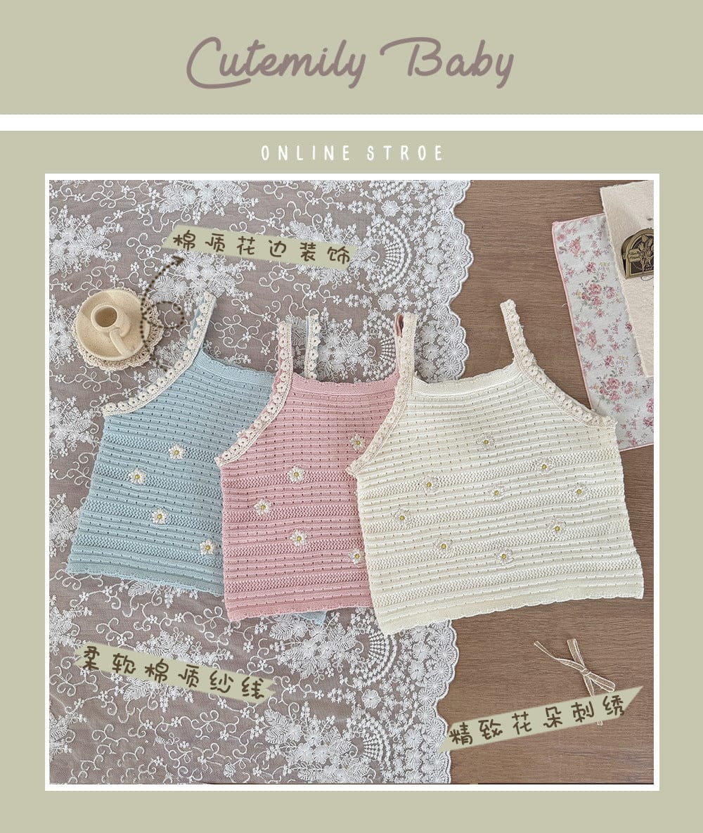 タンクトップ・キャミソール・ノースリーブトップス フラワー刺繍キャミソールトップス【mh0010423】